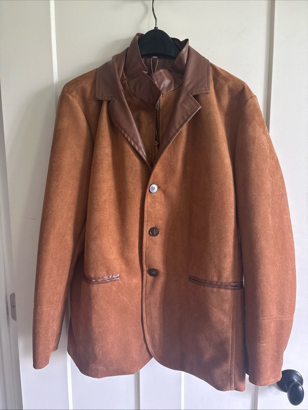 Men's Brown Suede Blazer with Leather Trim